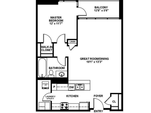  Floor Plan A2 - One Bedroom One bath