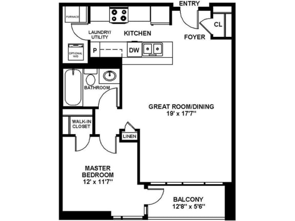  Floor Plan A3 - One Bedroom One Bath