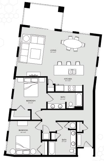 Floor Plan  Two Bedroom Unit 6