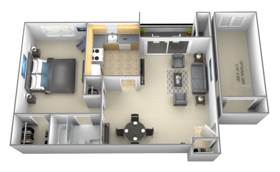 Floor Plan  1 bedroom 1 bathroom floor plan at Woodsdale Apartments in Abingdon, MD