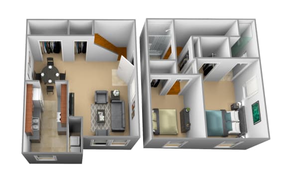 2 bedroom floor plan at Chapel Valley Townhomes