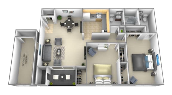 2 bedroom 1 bathroom with optional den b floor plan at Woodsdale Apartments in Abingdon, MD