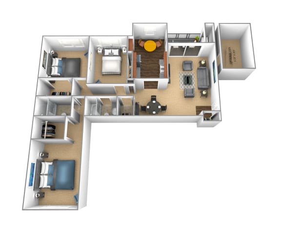 Floor Plan  3 Bedroom 2 bathroom apartment at Cromwell Valley in Towson, Maryland