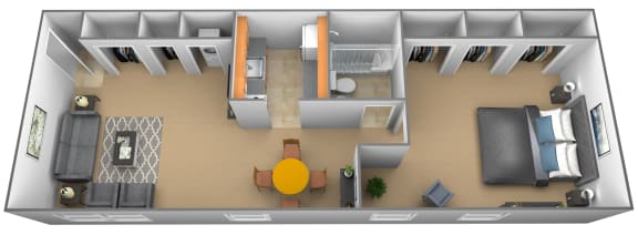 Deluxe  Studio 1 bedroom 1 bathroom floor plan at Hyde Park Apartments in Essex, MD