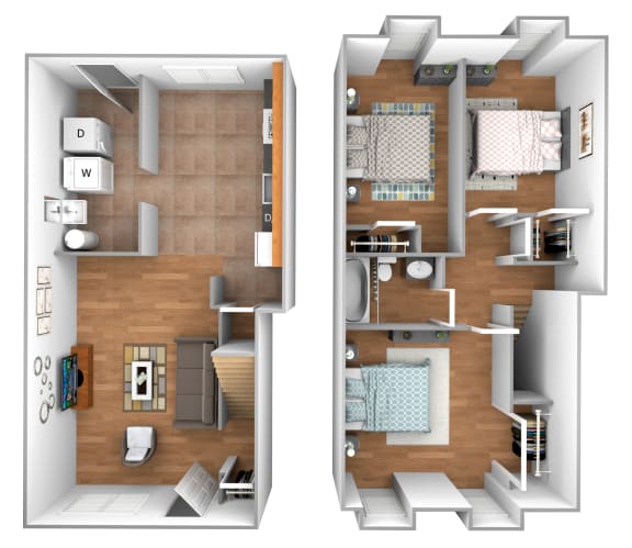 3 bedroom 1 bathroom floor plan at Kingston Townhomes in Essex, MD