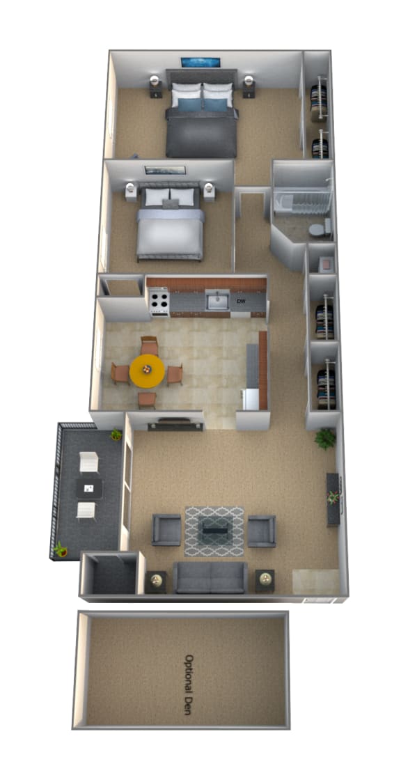 2 bedroom 1 bathroom Barrister floor plan at Lawyers Hill Apartments in Elkridge MD