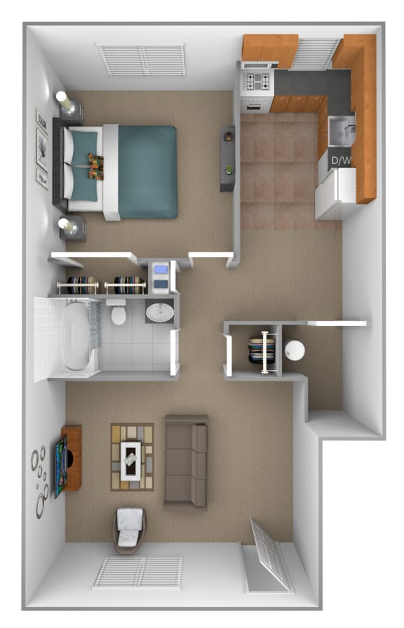Floor Plan  1 bedroom 1 bathroom first floor townhome at Orchards at Severn