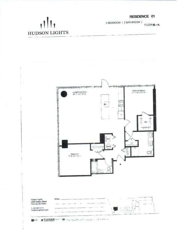 Residence 01 Floor Plan at Hudson Lights, Fort Lee