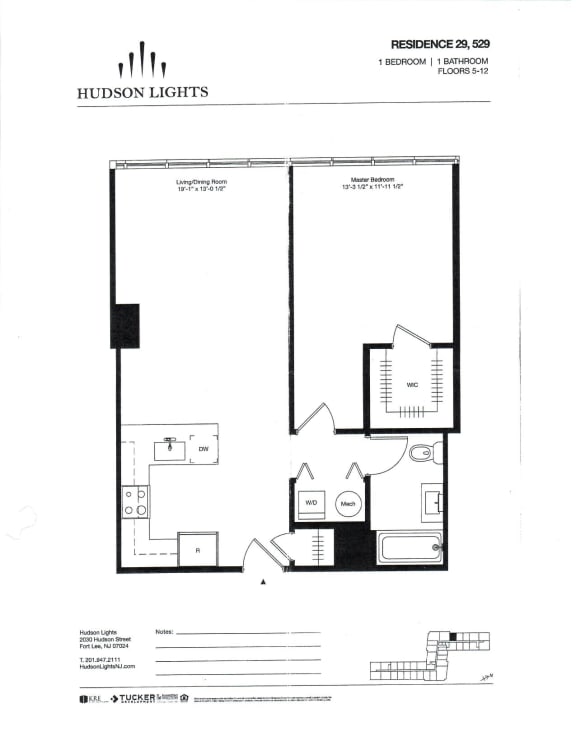 Residence 29, 529 Floor Plan at Hudson Lights, Fort Lee, 07024