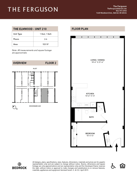 230202_The Ferguson_Floor Plans_Unit-210 at The Ferguson Apartments, Detroit, Michigan