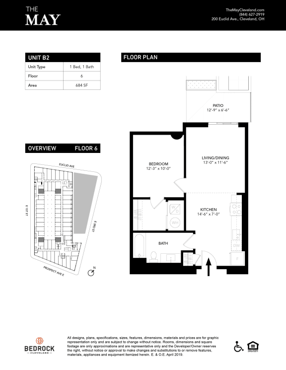 1 Bedroom 1 Bathroom A Floor plan at The May, Cleveland, Ohio
