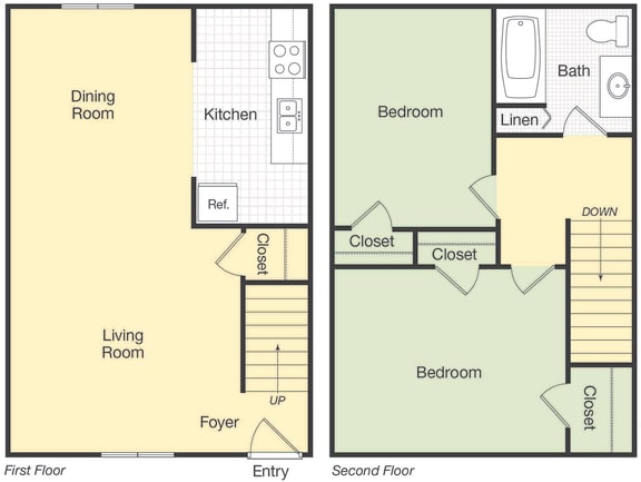  Floor Plan Kiwi Two Bedroom One Bath Townhome