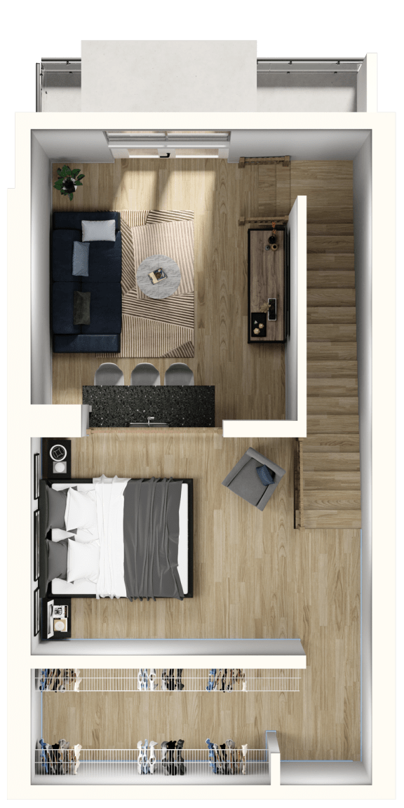  Floor Plan LA - One Bedroom Loft