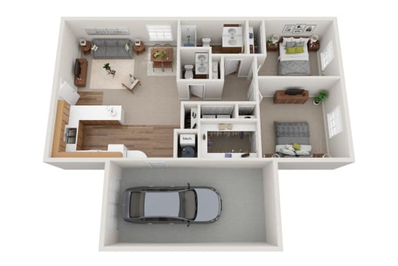 Akron OH apartment rentals Redwood Akron 2x1 Floor Plan