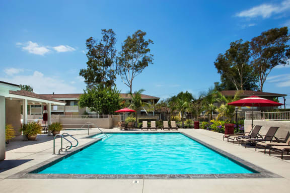 Blue Cool Swimming Pool at Patterson Place, Santa Barbara, CA
