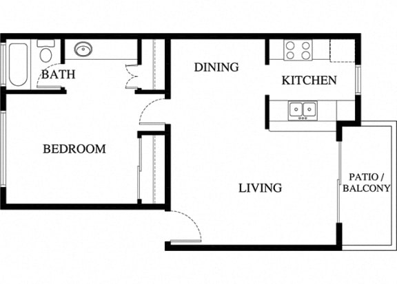1 bed 1 bath floorplan 1 bed 1 bath floorplan, at Pacific Oaks Apartments, Towbes, California, 93117