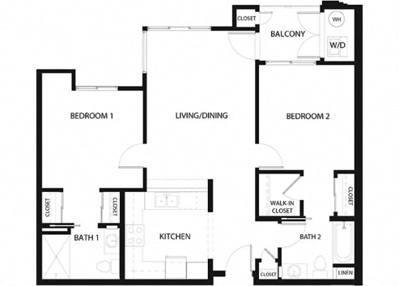 Plan 12 2 Bedroom 2 Bathroom Floor Plan Plan 12 2 Bedroom 2 Bathroom Floor Plan at Hancock Terrace Apartments, Santa Maria, CA, 93454