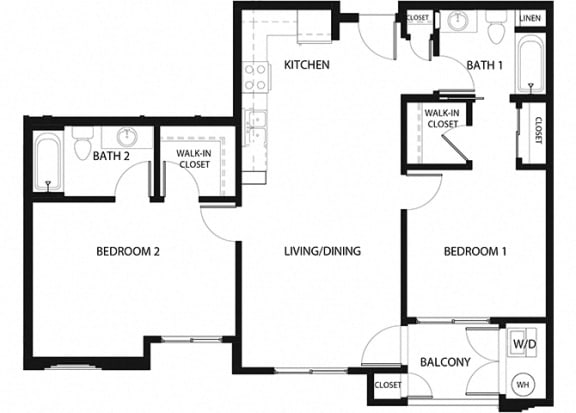 Plan 13 2 Bedroom 2 Bathroom Floor Plan Plan 13 2 Bedroom 2 Bathroom Floor Plan at Hancock Terrace Apartments, Santa Maria, CA