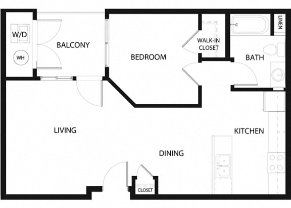 Plan 4 1 Bedroom 1 Bathroom Floor Plan Plan 4 1 Bedroom 1 Bathroom Floor Plan at Hancock Terrace Apartments, California, 93454