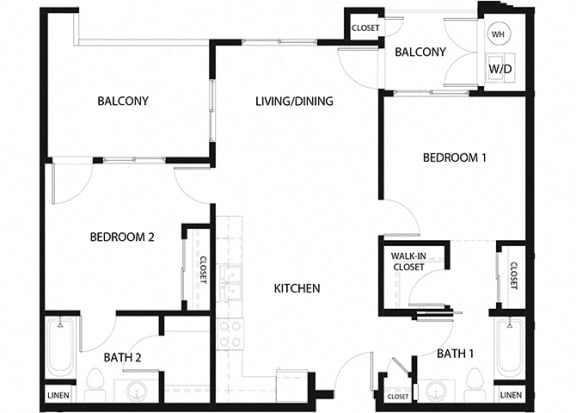 Plan 8 2 Bedroom 2 Bathroom Floor Plan Plan 8 2 Bedroom 2 Bathroom Floor Plan at Hancock Terrace Apartments, Santa Maria, California