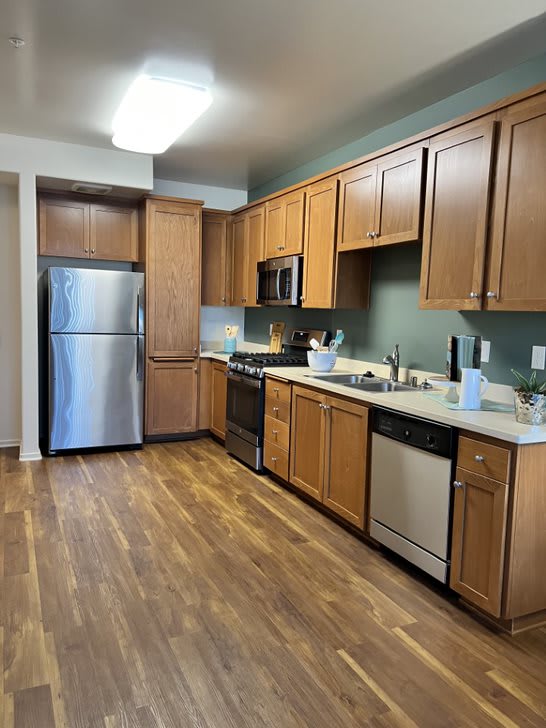 Fully Furnished Kitchen at Hancock Terrace Apartments, California, 93454