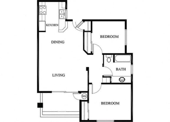 Iris 2 Bedroom 1 Bathroom Floor Plan at Cypress Meadows Senior Apartments, California, 93003