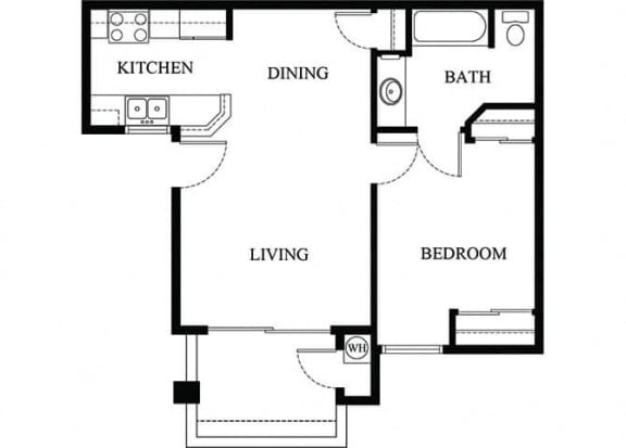 Lily 1 Bedroom 1 Bathroom Floor Plan at Cypress Meadows Senior Apartments, California