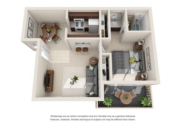 Floor Plan  1 bed 1 bath floorplan, at  Oceanwood Apartments, California
