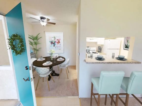 Kitchen and Dining Area at Oceanwood Apartments, Lompoc, 93436