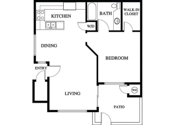 Alder 1 Bedroom 1 Bathroom Floor Plan at Cypress Point, California
