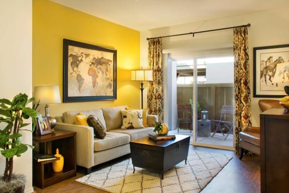 Large windows is Living room, at Siena Apartments, Santa Maria California