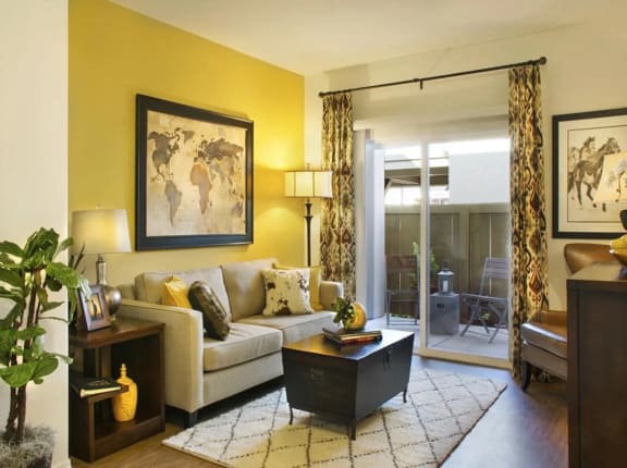 Living Room With Balcony at Siena Apartments, Santa Maria, 93458