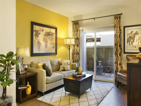 Living room area at Siena Apartments, California, 93458