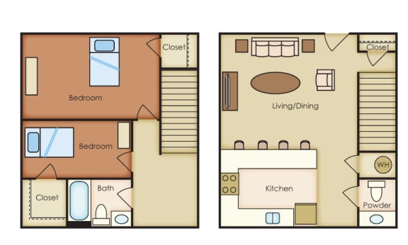 Floor Plan  Southern Pines Apartments / 2 bed / 1.5 bath