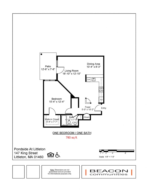 One bedroom apartments Pondside at Littleton