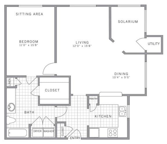 A3 Solarium Floor Plan A3 Solarium Floor Plan at AVE Somerset, New Jersey, 08873