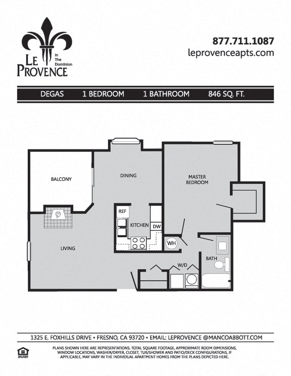 Degas, Upstairs Floor Plan at Le Provence at the Dominion, Fresno, CA, 93720