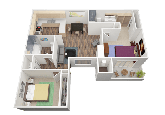 Two Bedroom Floor Plan Apartments in Citrus Heights, CA l Foxborough Apartments