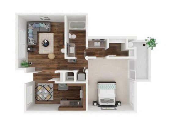 Floor Plan  1x1 units available at Walnut Woods Apartments in Turlock, CA