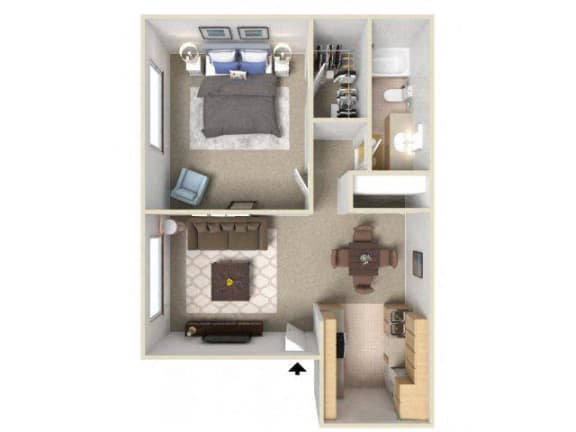 Floor Plan  One Bedroom Floor Plan l Shasta Terrace Apartments in Vacaville CA