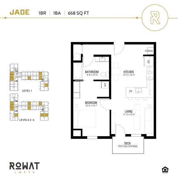 Jade 1 Bedroom Floor Plan