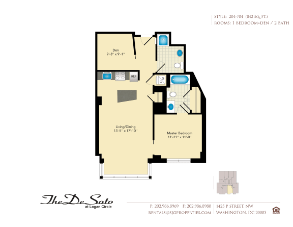 The DeSoto 04 Floor Plan at The DeSoto Apartments, Washington, DC
