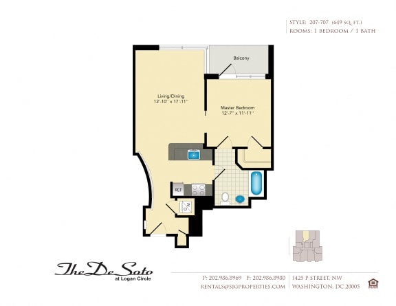 The DeSoto 07 Floor Plan at The DeSoto Apartments, DC, 20005