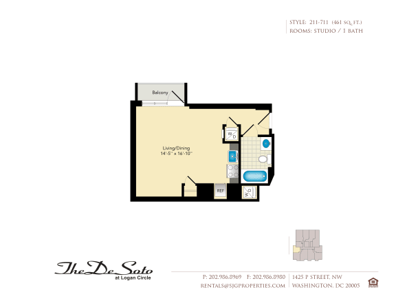 The DeSoto 11 Floor Plan The DeSoto 11 Floor Plan at The DeSoto Apartments, District of Columbia ,20005