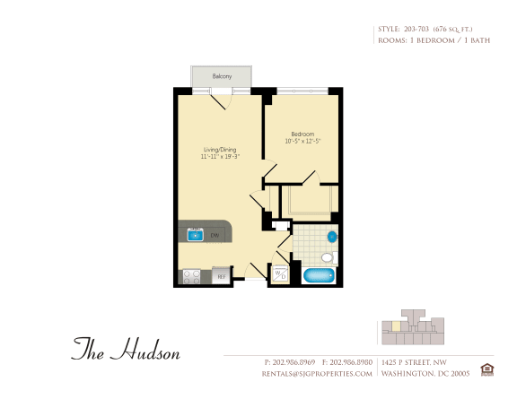 The Hudson 03 Floor Plan at The Hudson Apartments, Washington, DC