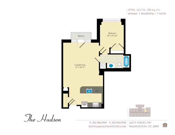 The Hudson 12 Floor Plan at The Hudson Apartments, Washington, DC