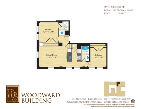 Floor Plan B Woodward Floor Plan B Woodward at The Woodward Building Apartments, Washington, DC, 20005