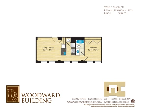 Floor Plan  Floor Plan C Woodward at The Woodward Building Apartments, Washington, DC