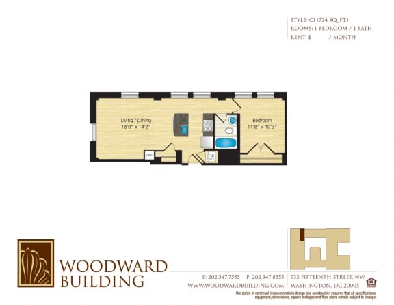 Floor Plan  Floor Plan C1 Woodward at The Woodward Building Apartments, DC, 20005