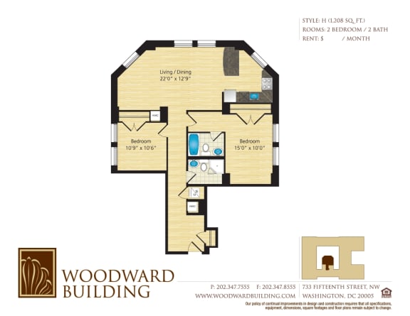 Floor Plan  Floor Plan H Woodward at The Woodward Building Apartments, DC
